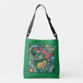 Art Nouveau Jacobean Floral, Emerald Green Crossbody Tas (Achterkant)