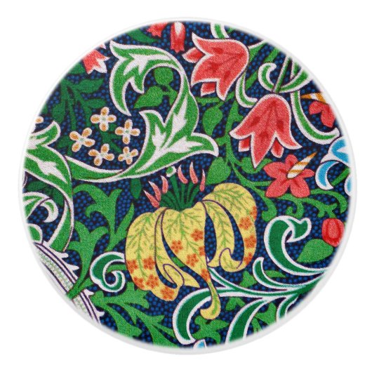 Art Nouveau Jacobean Floral, Emerald Green Keramische Knop (Voorkant)