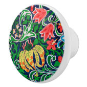 Art Nouveau Jacobean Floral, Emerald Green Keramische Knop (Rechts)