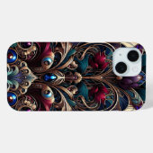 Art Nouveau Jewel Tone Floral Glam Case-Mate iPhone Case (Achterkant (horizontaal))