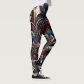 Art Nouveau Jewel Tone Floral  Glam Leggings (Rechts)