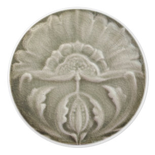 Art nouveau jugendstil bloem tegel design bruin keramische knop
