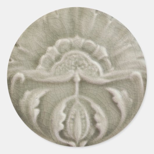 Art nouveau jugendstil bloem tegel design bruin ronde sticker (Voorkant)