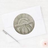Art nouveau jugendstil bloem tegel design bruin ronde sticker (Envelop)