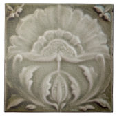 Art nouveau jugendstil bloem tegel design bruin tegeltje (Voorkant)