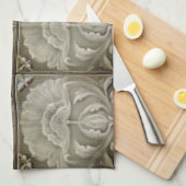 Art nouveau jugendstil bloem tegel design bruin theedoek (Quarter Fold)