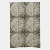 Art nouveau jugendstil bloem tegel design bruin theedoek (Verticaal)