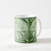 Art nouveau jugendstil bloem tegel design groen koffiemok (Voorkant rechts)