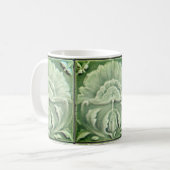 Art nouveau jugendstil bloem tegel design groen koffiemok (Voorkant links)