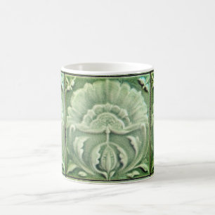 Art nouveau jugendstil bloem tegel design groen koffiemok