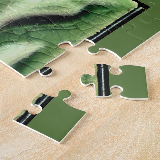 Art nouveau jugendstil bloem tegel design groen legpuzzel (Zijkant)