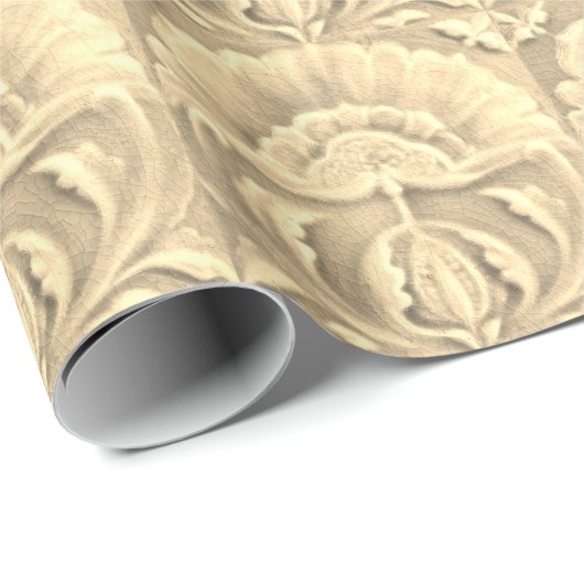 Art nouveau jugendstil bloem tegel goudkleurig cadeaupapier (Rol Hoek)