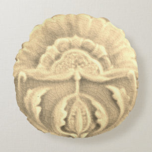 Art nouveau jugendstil bloem tegel goudkleurig rond kussen