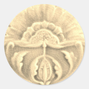 Art nouveau jugendstil bloem tegel goudkleurig ronde sticker