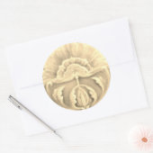 Art nouveau jugendstil bloem tegel goudkleurig ronde sticker (Envelop)