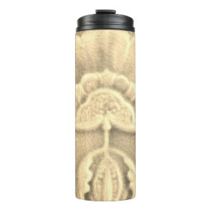 Art nouveau jugendstil bloem tegel goudkleurig thermosbeker