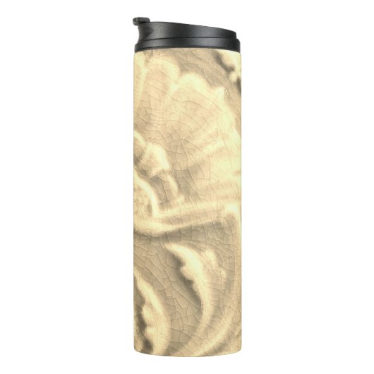 Art nouveau jugendstil bloem tegel goudkleurig thermosbeker (Geroteerd rechts)