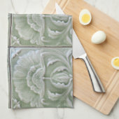 Art nouveau jugendstil bloem tegel grijs groen theedoek (Quarter Fold)