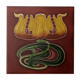 Art Nouveau Jugendstil c1900 German Floral Repro Tegeltje