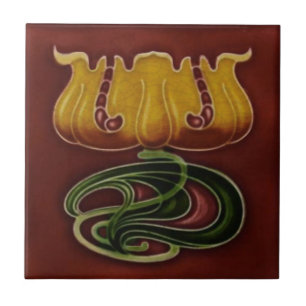 Art Nouveau Jugendstil c1900 German Floral Repro Tegeltje