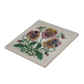 Art Nouveau Jugendstil Pink Pansies Repro Antiek Tegeltje (Zijkant)