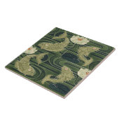 Art Nouveau Jugendstil Vijver Vis Groen Tegeltje (Zijkant)