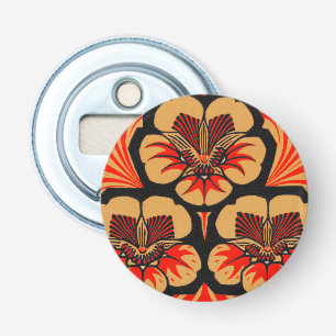 Art Nouveau Julie de Graag Bloem Houtsnede Vintage Button Flesopener
