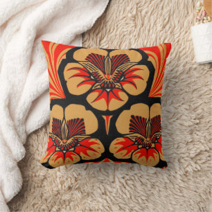 Art Nouveau Julie de Graag Bloem Houtsnede Vintage Kussen