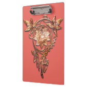 Art nouveau juweel bloemenmessing en perzik elegan klembord (Links)