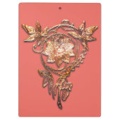 Art nouveau juweel bloemenmessing en perzik elegan klembord (Achterkant)