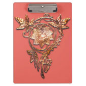 Art nouveau juweel bloemenmessing en perzik elegan klembord (Voorkant)