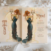 Art Nouveau kaarslicht bruiloft menu Kaart
