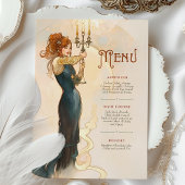 Art Nouveau kaarslicht bruiloft menu Kaart