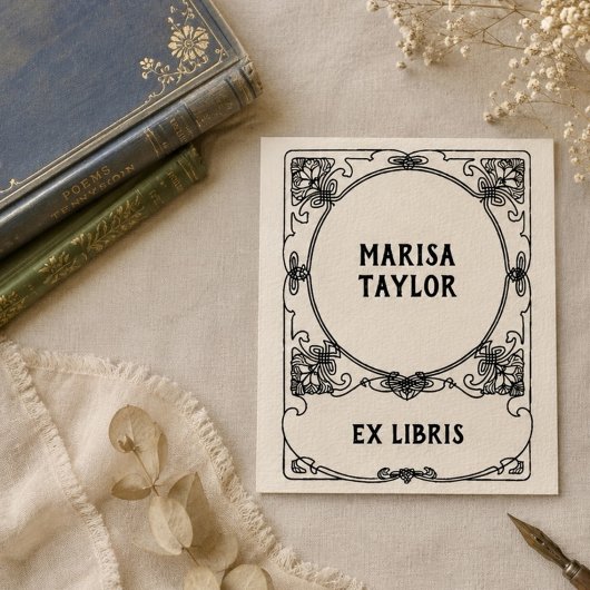 Art nouveau kader ex libris rubberstempel