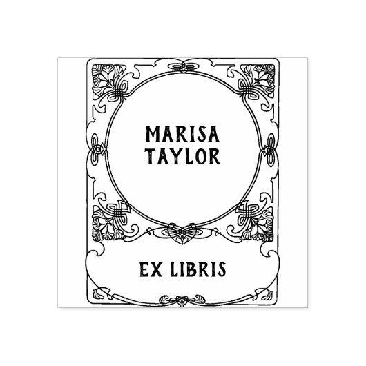 Art nouveau kader ex libris rubberstempel (Afrduk)