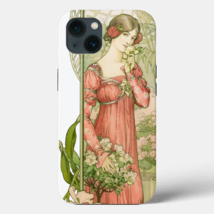 Art Nouveau-kas dame elegant in vintage stijl Case-Mate iPhone Case