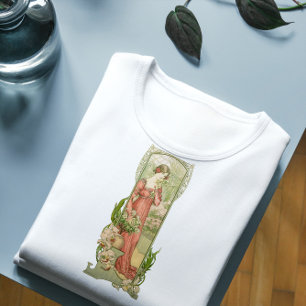 Art Nouveau-kas dame elegant in vintage stijl Grote Maat T-shirt