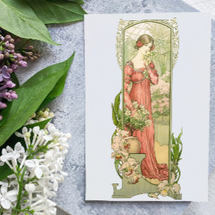 Art Nouveau-kas Dame Elegant Vintage  Kaart