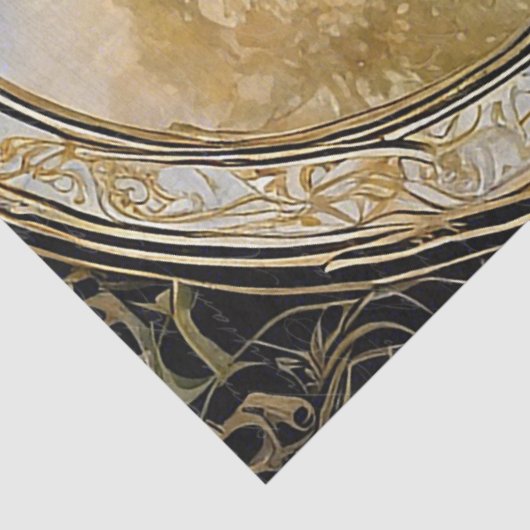 Art Nouveau Kasteel Bloemblauw n Goud Ephemera 2B Tissuepapier (Detail)