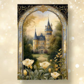 Art Nouveau Kasteel Bloemblauw n Goud Ephemera 2B Tissuepapier