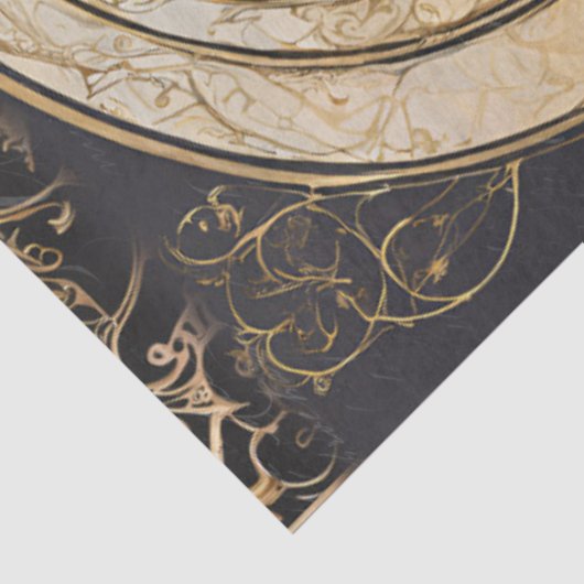 Art Nouveau Kasteel Meer Zwart n Goud Ephemera 1A Tissuepapier (Detail)