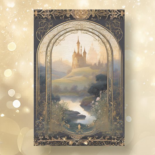 Art Nouveau Kasteel Rococo Zwart n Goud Ephemera 1 Tissuepapier