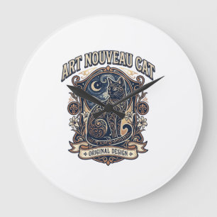 Art Nouveau Kat Kat Art Nouveau Vintage Vector Kun Grote Klok