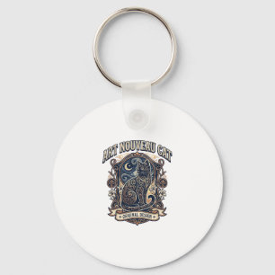 Art Nouveau Kat Kat Art Nouveau Vintage Vector Kun Sleutelhanger