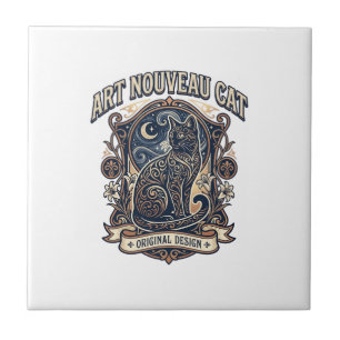 Art Nouveau Kat Kat Art Nouveau Vintage Vector Kun Tegeltje