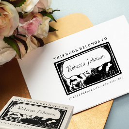 Art Nouveau katten boeklabel Rubberstempel