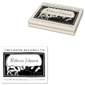 Art Nouveau katten boeklabel Rubberstempel (Gestempeld)