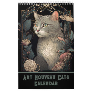 art nouveau katten i kalender