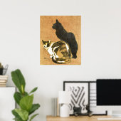  Art Nouveau Katten Paar, Zwart & Calico Poster (Thuiskantoor)