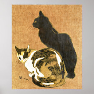 Art Nouveau Katten Paar, Zwart & Calico Poster